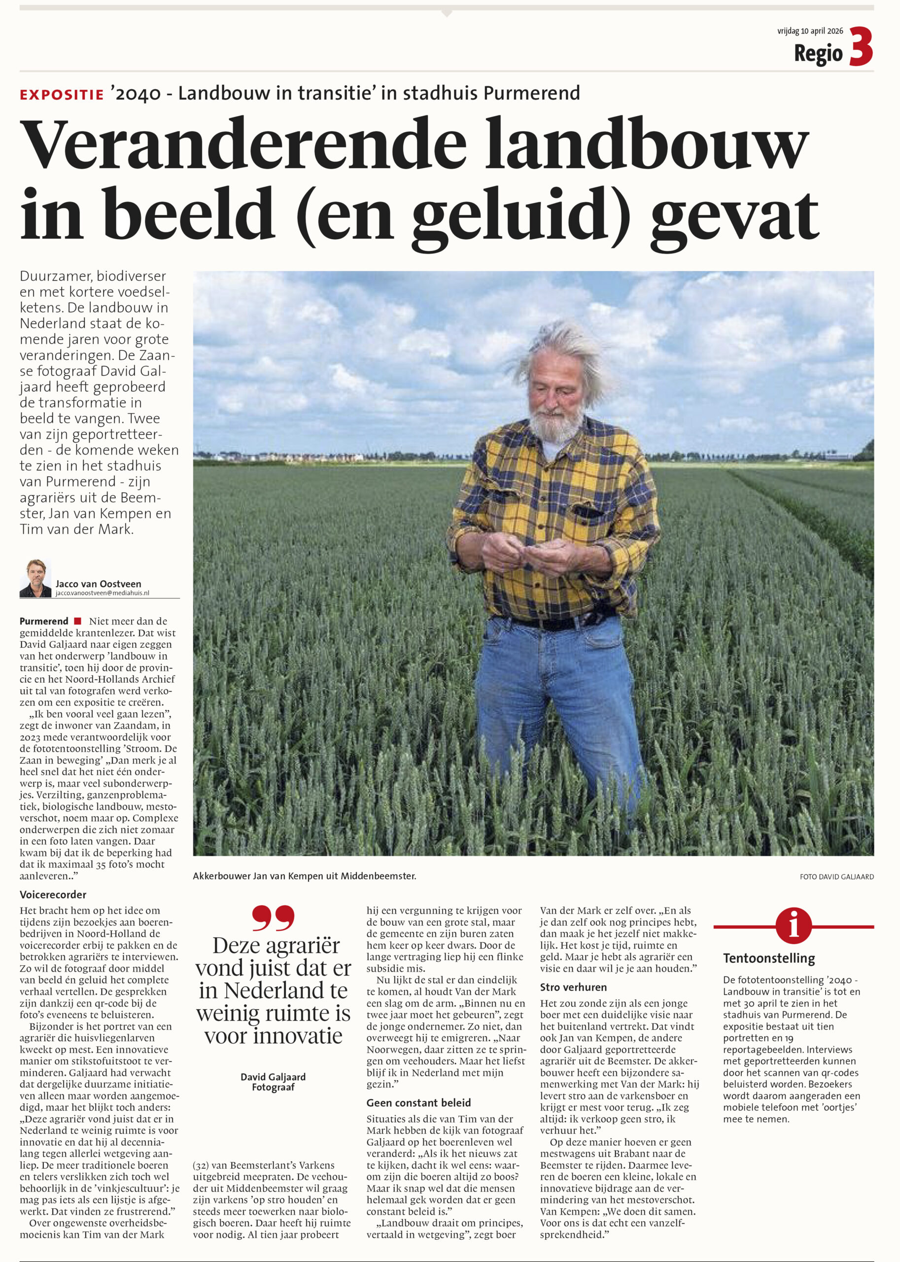 noordhollands dagblad-landbouw in transitie-david galjaard